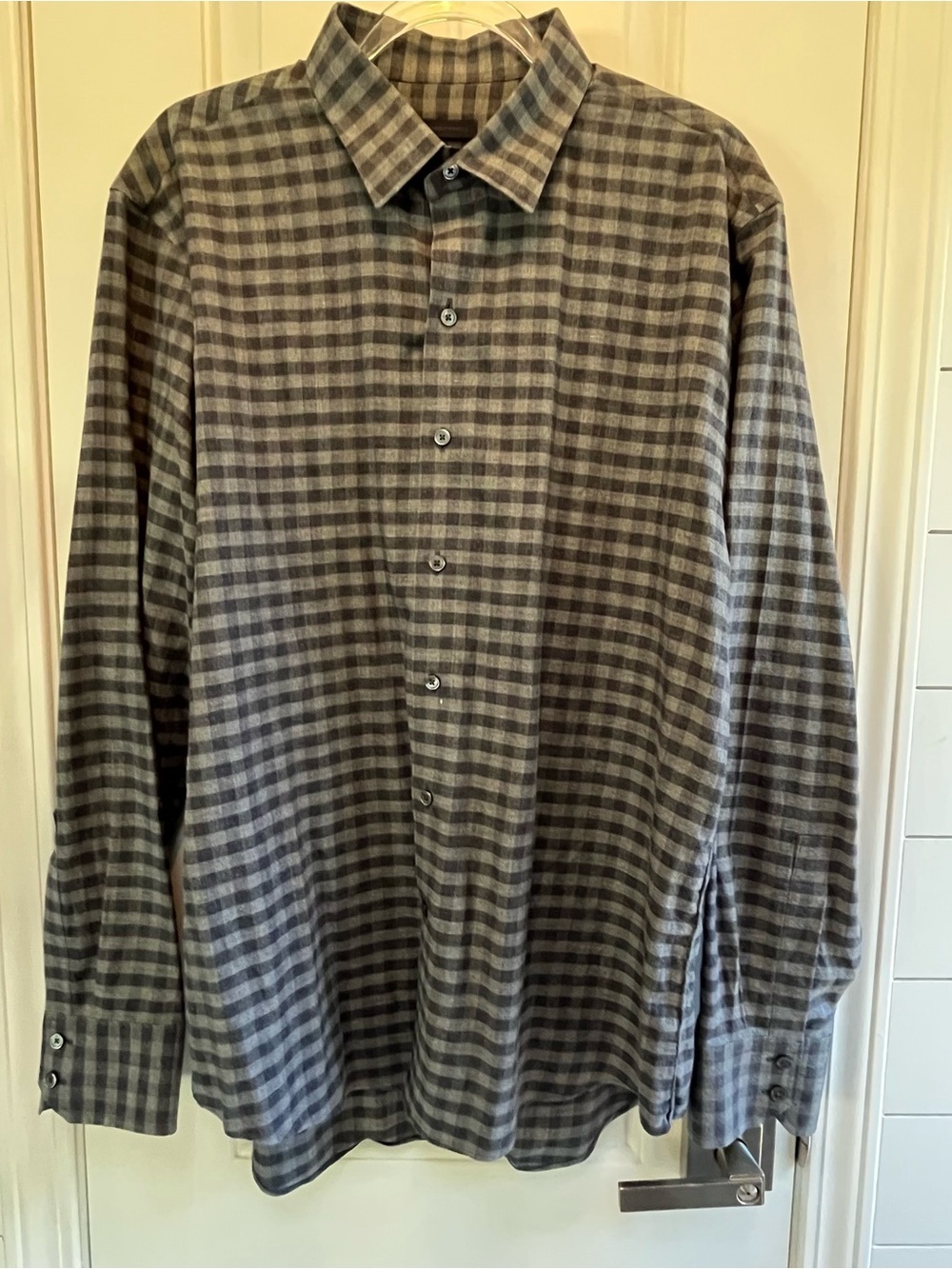 Zachary Prell Men's Grey Plaid
Luxury Cotton Casual Button Up
Shirt SZ XL